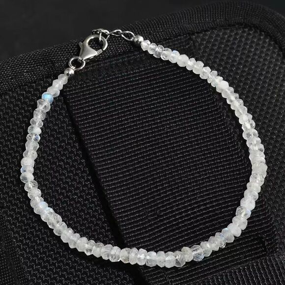 Rainbow Moonstone 15.00 ctw Bracelet Adjustable Platinum Over Sterling Silver - Picture 3 of 5